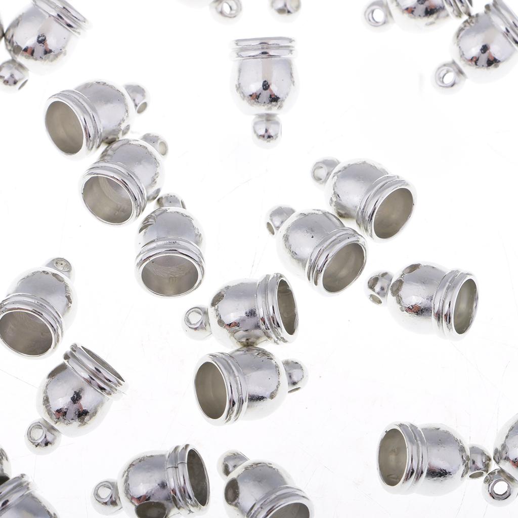 50pcs End Cap Bead Stopper Fit 6mm Leather Cord Jewelry Findings Silver