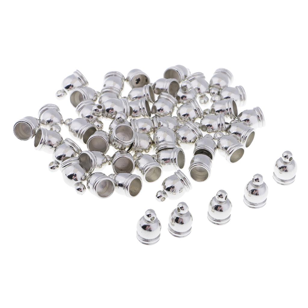 50pcs End Cap Bead Stopper Fit 6mm Leather Cord Jewelry Findings Silver