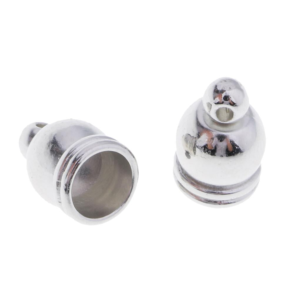 50pcs End Cap Bead Stopper Fit 6mm Leather Cord Jewelry Findings Silver