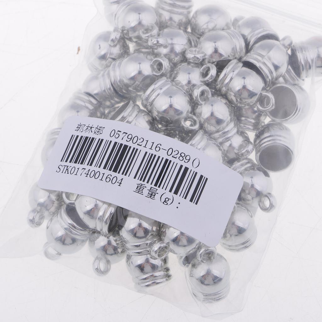 50pcs End Cap Bead Stopper Fit 8mm Leather Cord Jewelry Findings Sliver