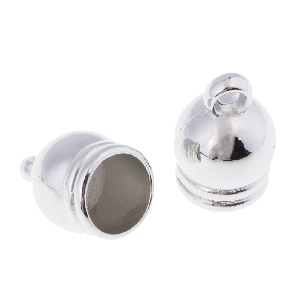 50Pcs Plastic End Cap Bead Stopper DIY Leather Cord Jewelry Findings Silver