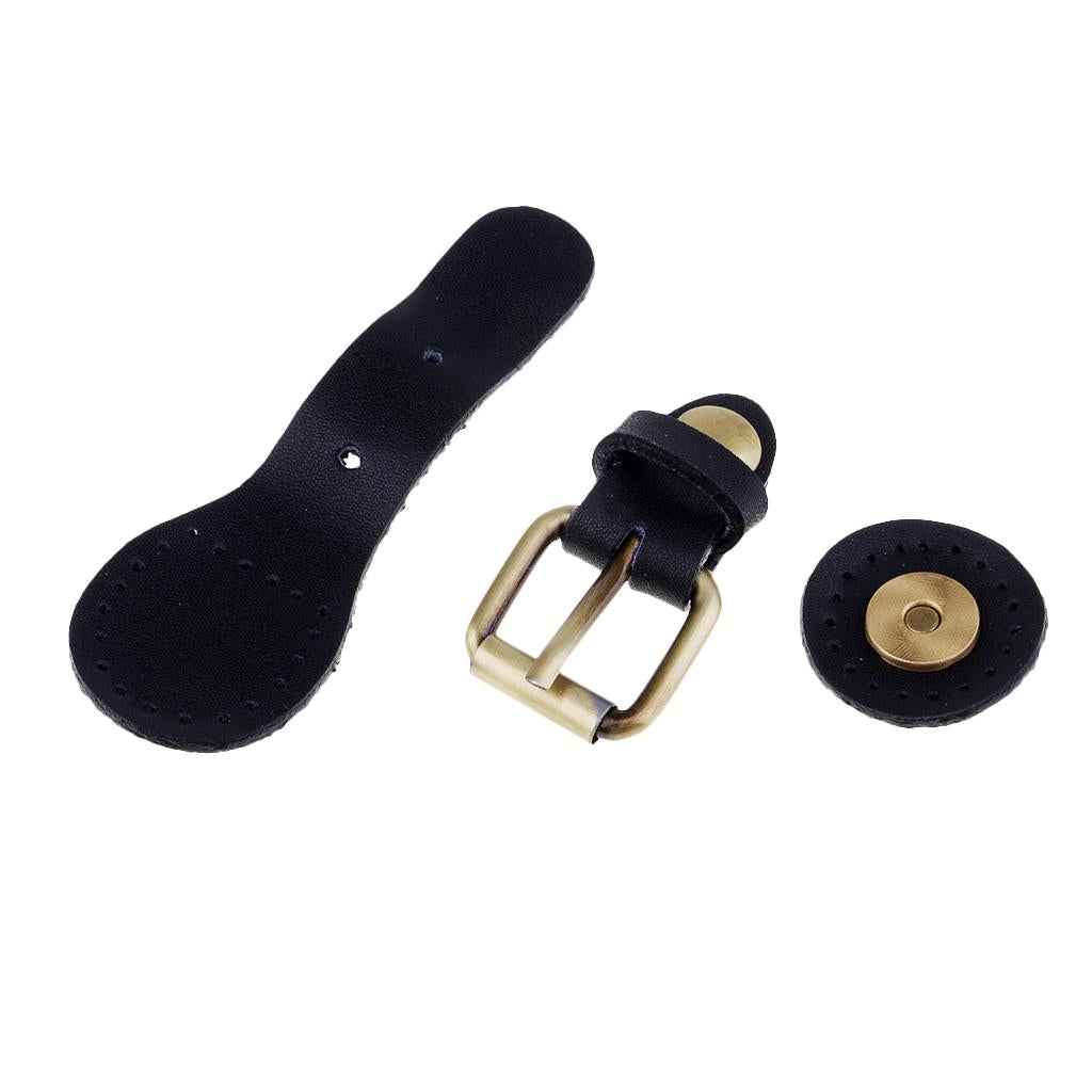Sew on Leather Magnetic Snap Buckles DIY Bag Handbag Replacement Black