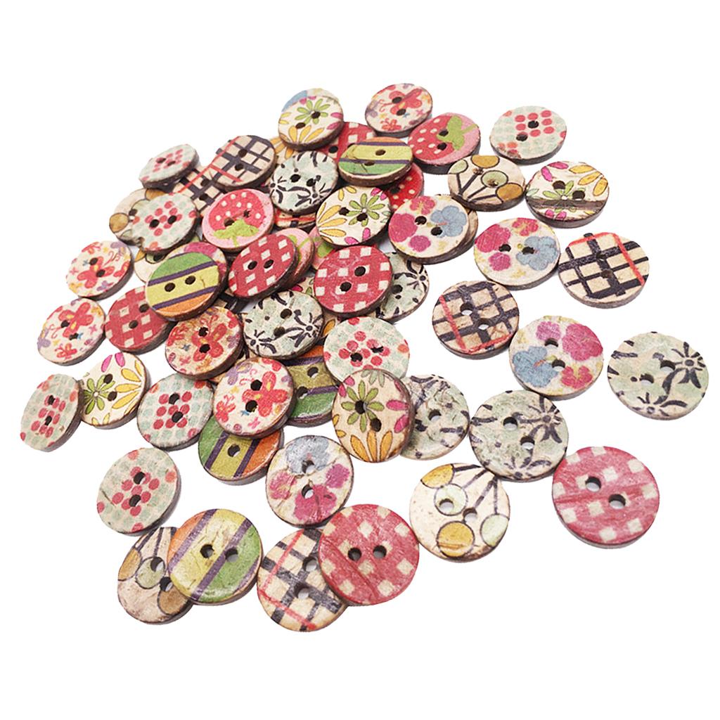 50 Pieces Painted Coconut Shell Sewing Buttons for Children's DIY Buttons
