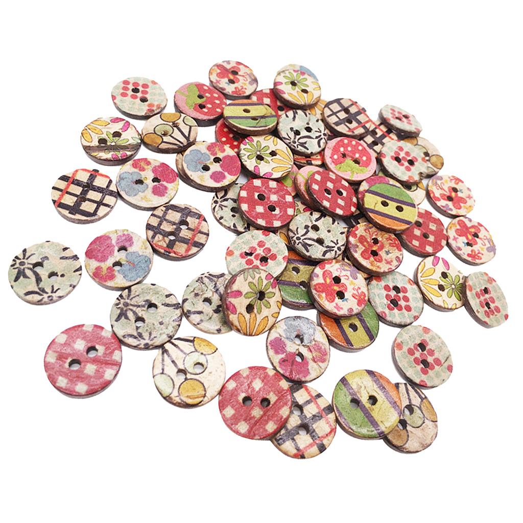 50 Pieces Painted Coconut Shell Sewing Buttons for Children's DIY Buttons