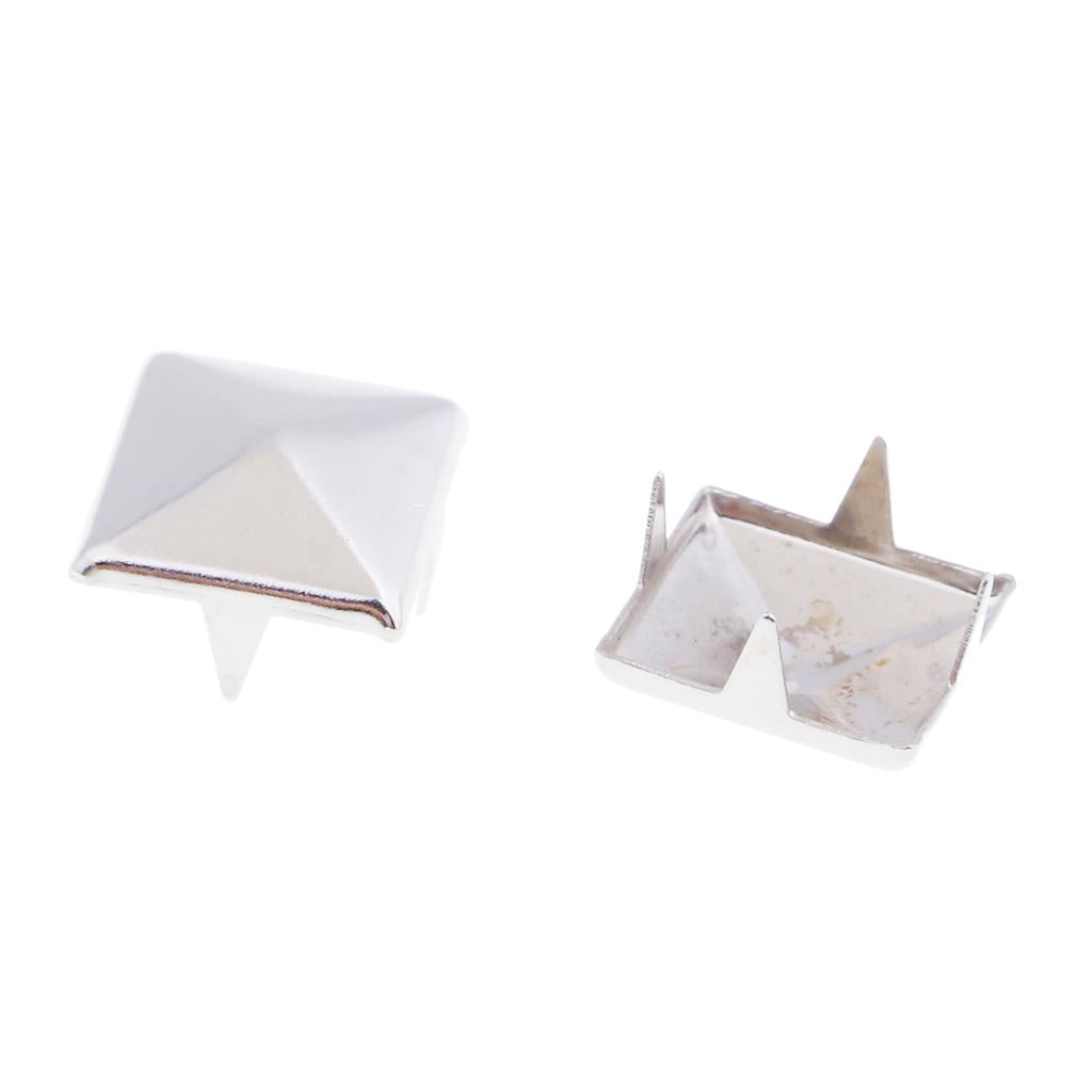 100 Pcs Suqare Pyramid Studs Nailheads for DIY Leather Accessories Silver