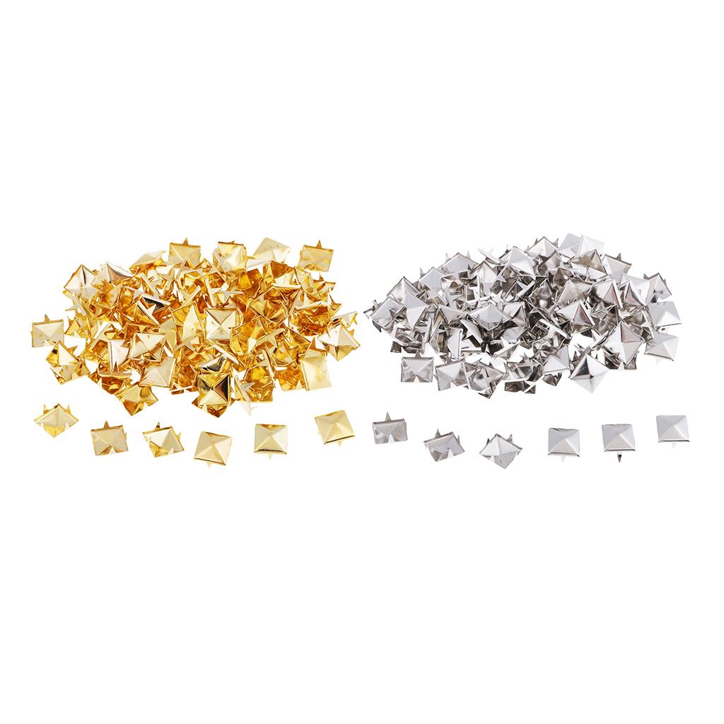 100 Pcs Suqare Pyramid Studs Nailheads for DIY Leather Accessories Silver