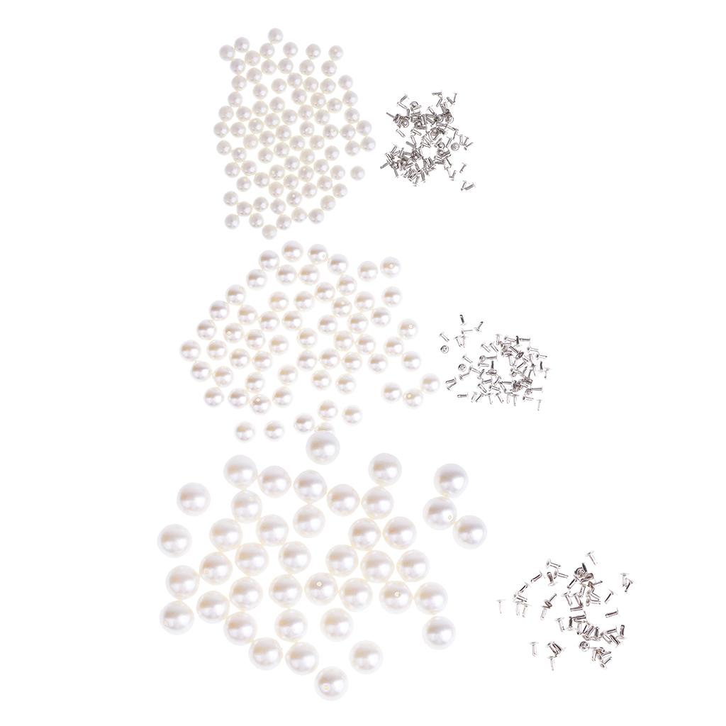 Pearls Rivets Studs for DIY Leather Bag Shoes Clothes Decor 8mm 80 Sets