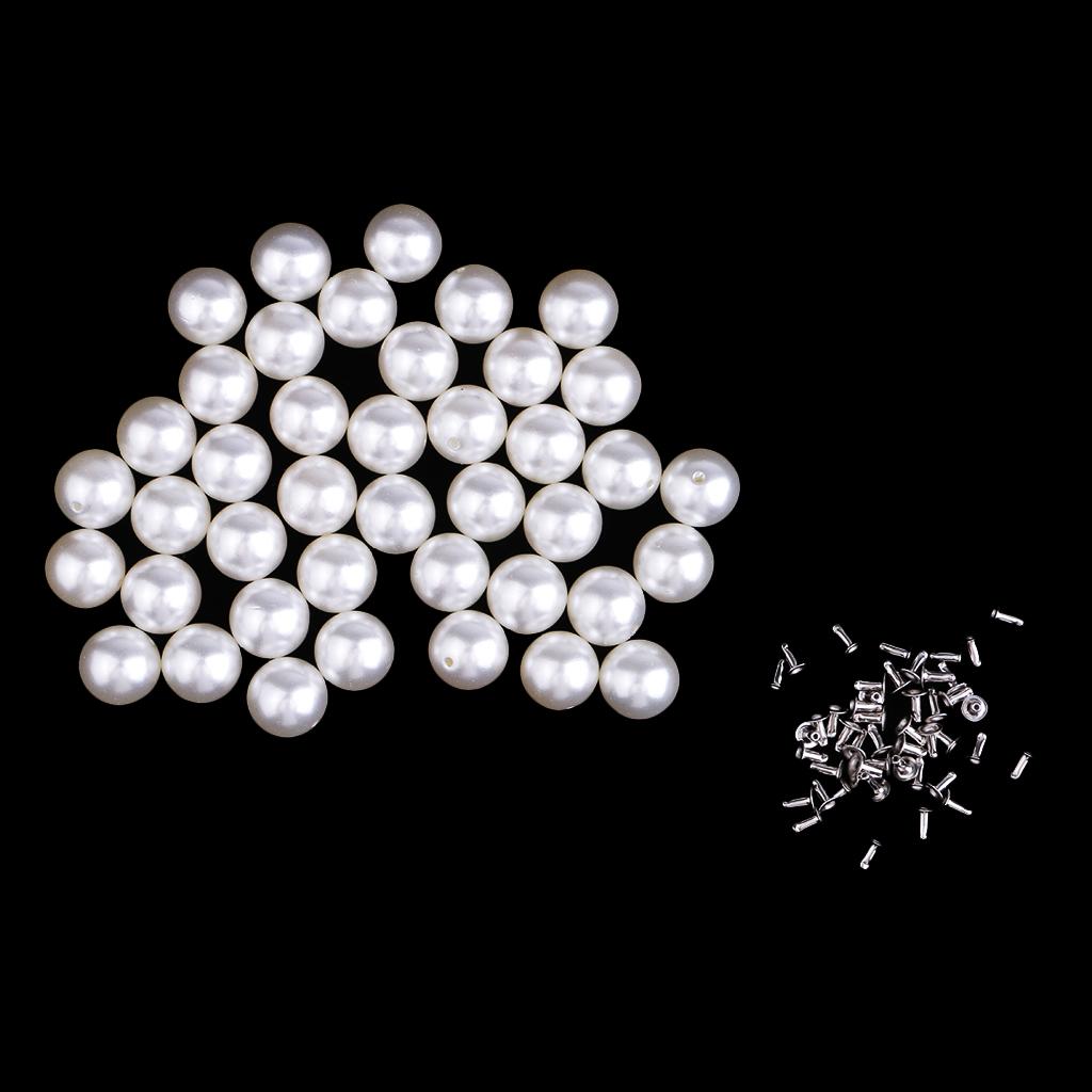 Pearls Rivets Studs for DIY Leather Bag Shoes Clothes Decor 12mm 40 Sets