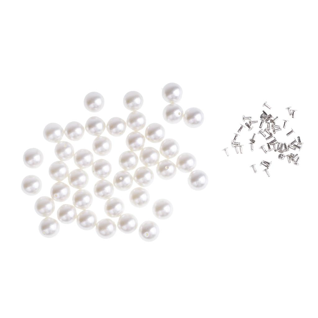 Pearls Rivets Studs for DIY Leather Bag Shoes Clothes Decor 12mm 40 Sets