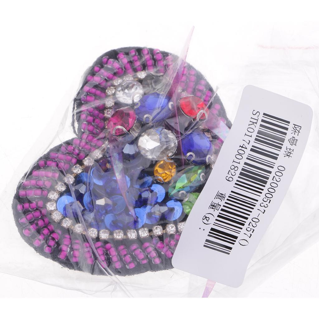 Sew On Love Heart Glass Sequins Patch Decorative Applique for Clothes Bags