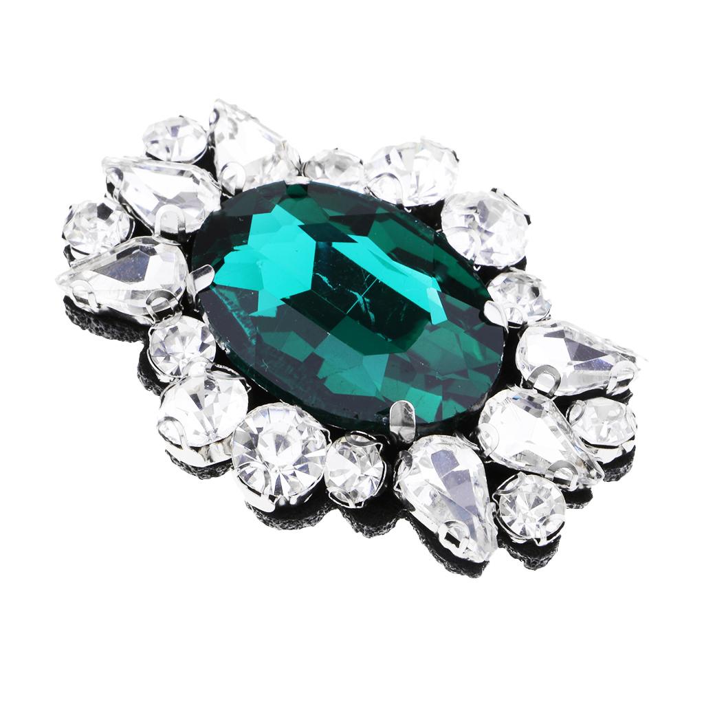 Eye Shape Beads Rhinestone Applique Sew on Patch Clothes Accessories Green