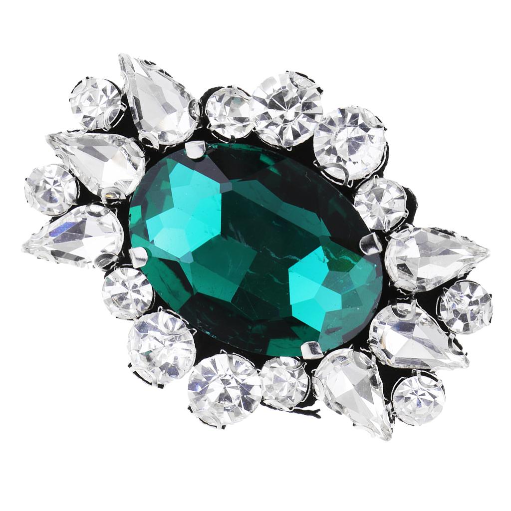 Eye Shape Beads Rhinestone Applique Sew on Patch Clothes Accessories Green