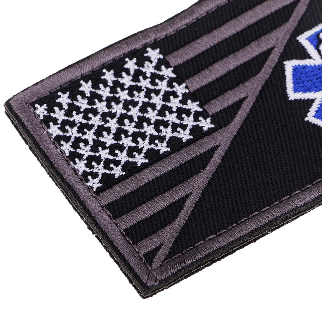 American Flag Paramedic Star of Life Badge Hook Loop Patch 3#