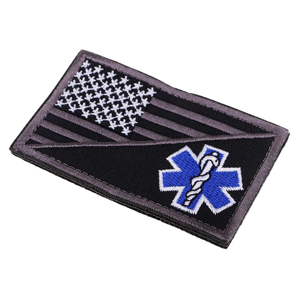 American Flag Paramedic Star of Life Badge Hook Loop Patch 3#