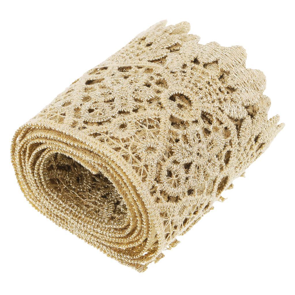 1 Yd Vintage Crown Lace Trims Embroidered DIY Trimming Floral Ribbon Gold