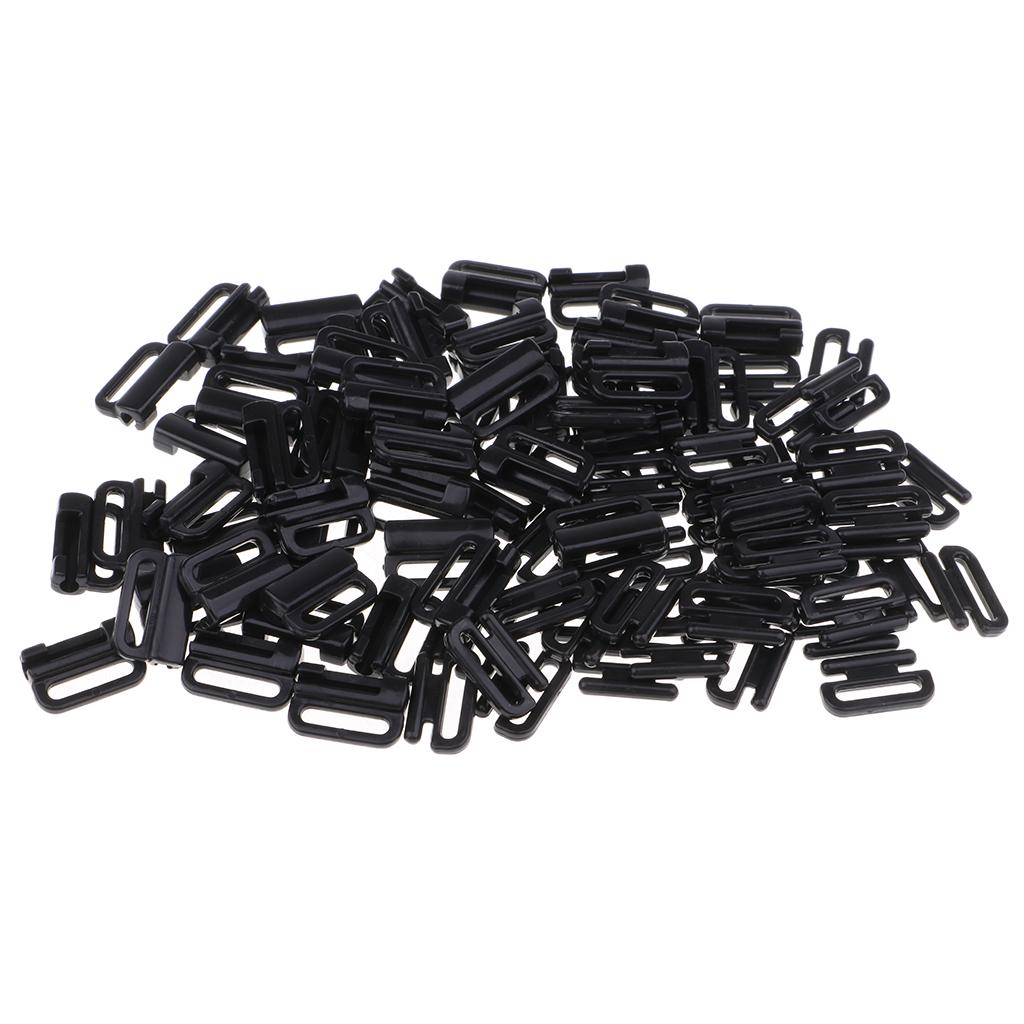 50x Plastic Bra Adjustment Buckles Hook & Clasp Sew on Fasteners Black 12mm