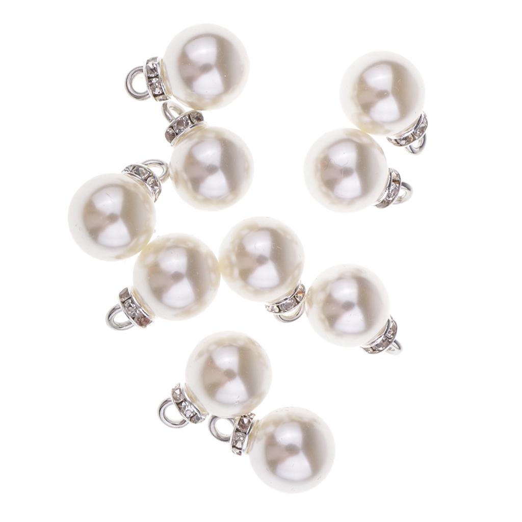 10pcs Crystal Pearl Rhinestone Pendants Charms for DIY Jewelry Making 12mm