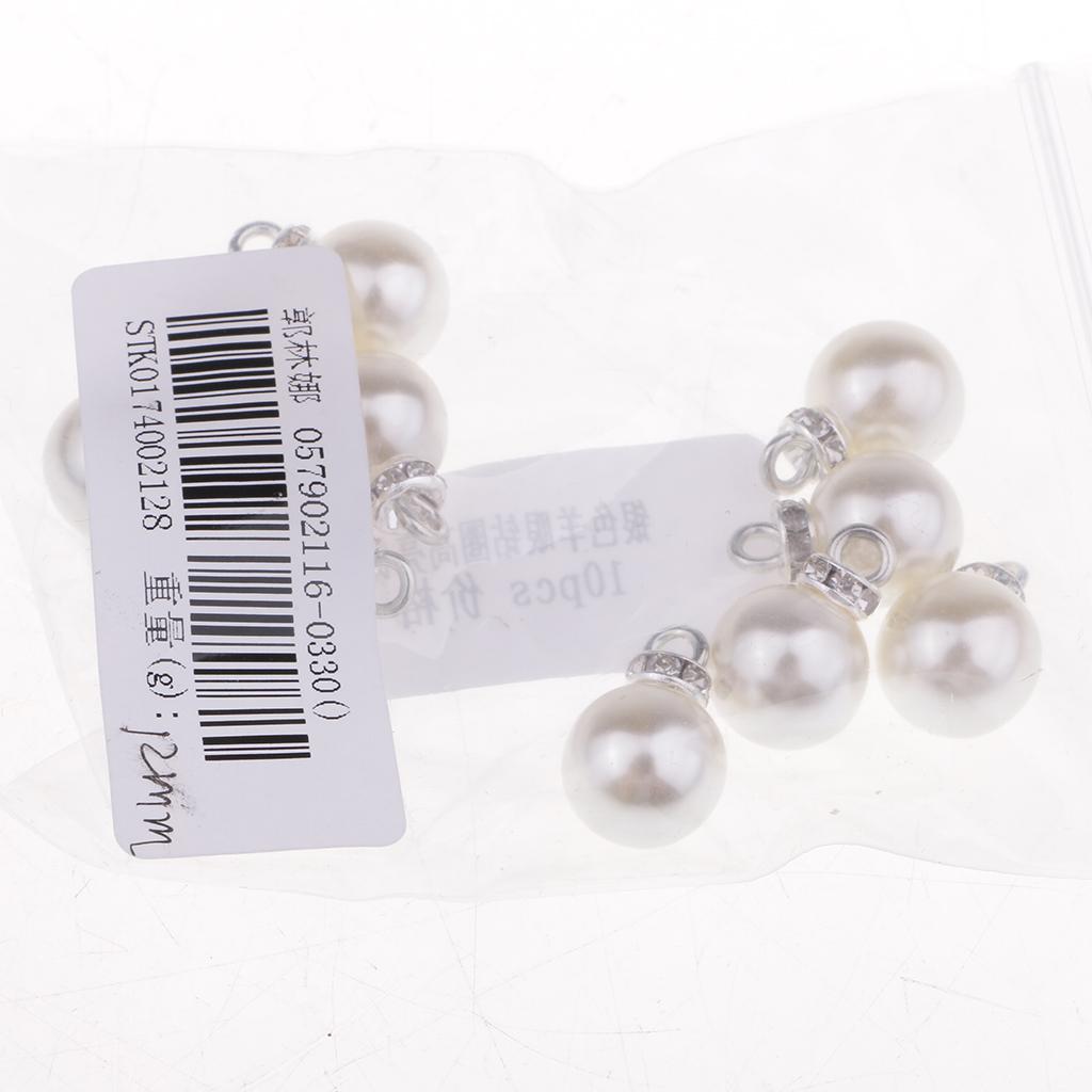 10pcs Crystal Pearl Rhinestone Pendants Charms for DIY Jewelry Making 12mm