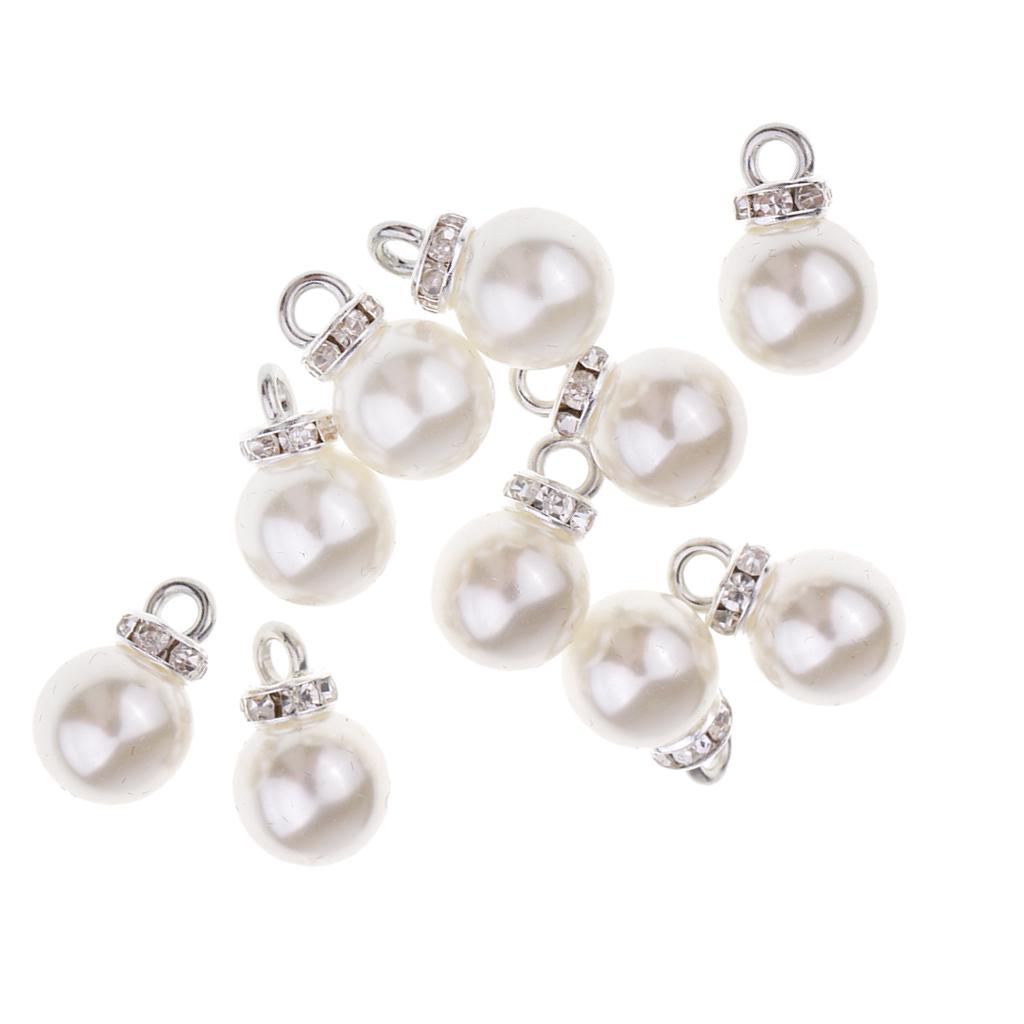 10pcs Crystal Pearl Rhinestone Pendants Charms for DIY Jewelry Making 10mm