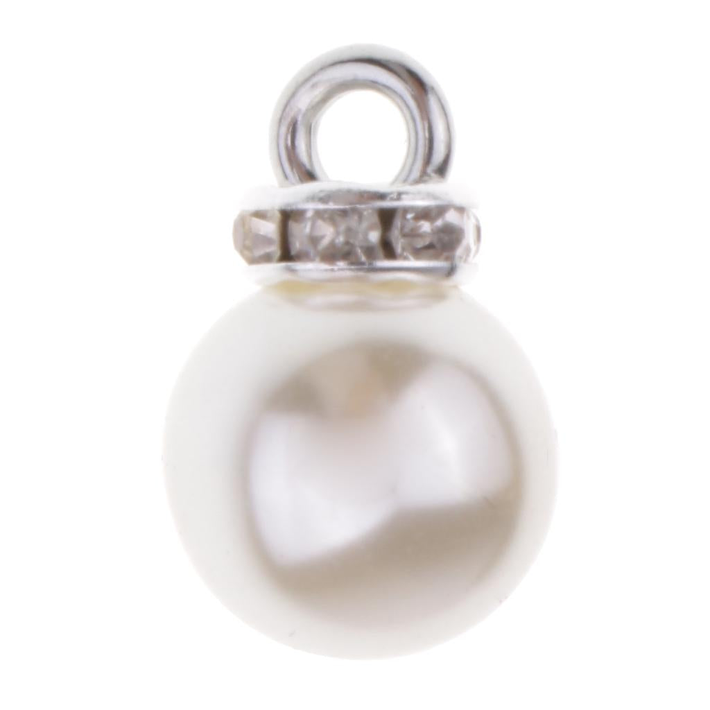 10pcs Crystal Pearl Rhinestone Pendants Charms for DIY Jewelry Making 10mm