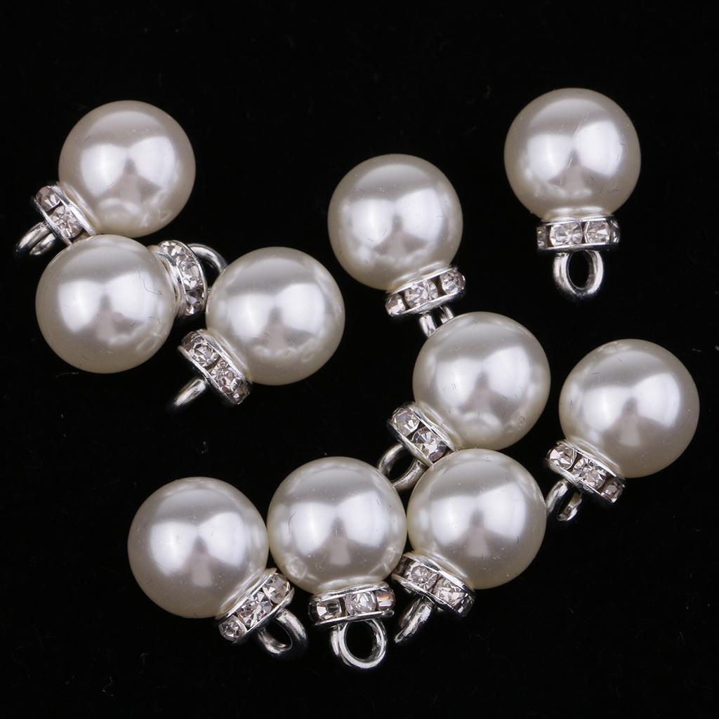 10pcs Crystal Pearl Rhinestone Pendants Charms for DIY Jewelry Making 10mm