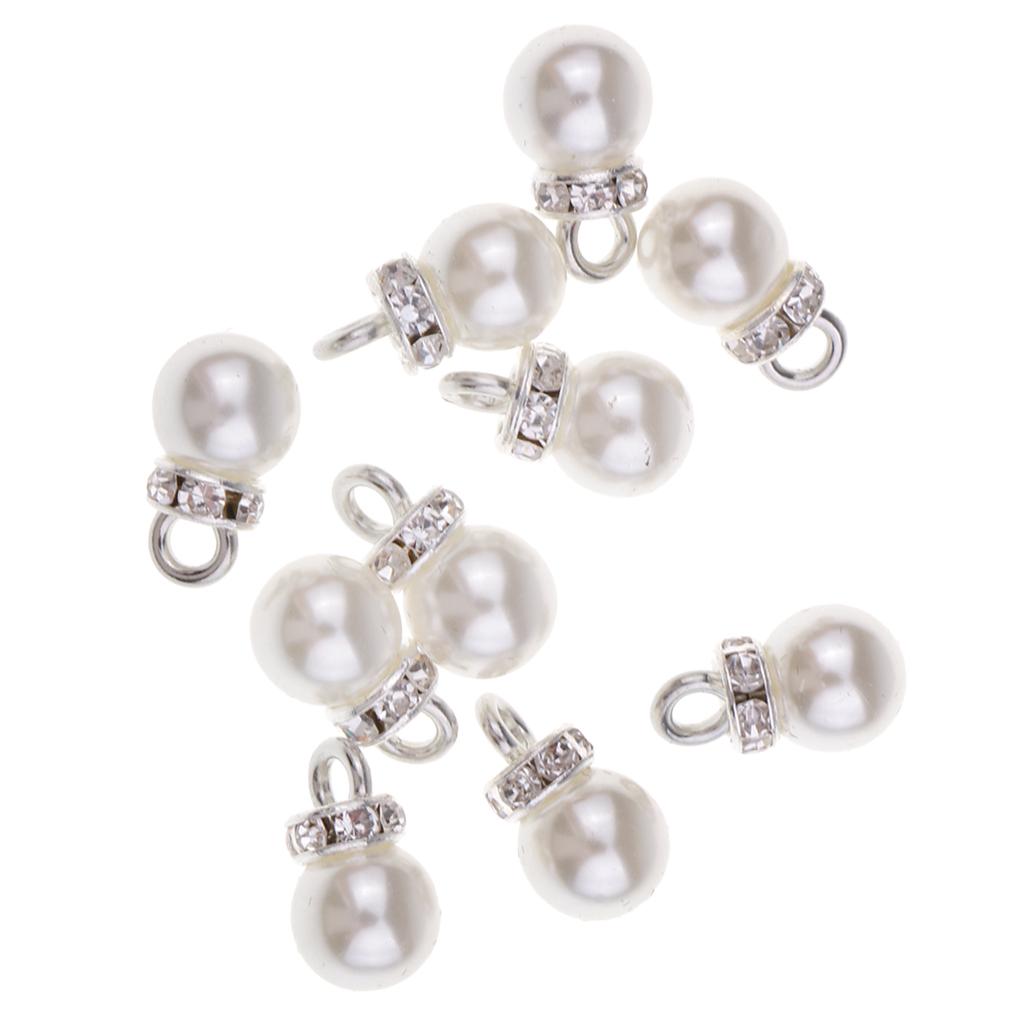 10pcs Crystal Pearl Rhinestone Pendants Charms for DIY Jewelry Making 8mm