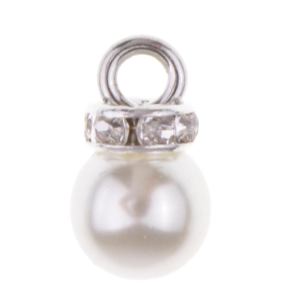 10pcs Crystal Pearl Rhinestone Pendants Charms for DIY Jewelry Making 8mm