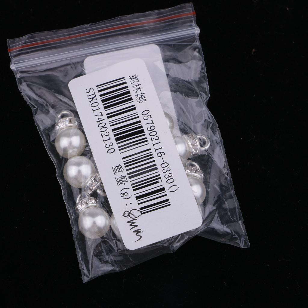 10pcs Crystal Pearl Rhinestone Pendants Charms for DIY Jewelry Making 8mm