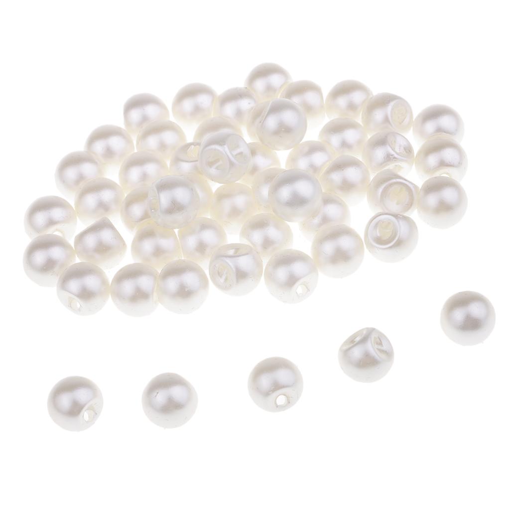 100Pcs Plastic Round Pearl Sewing Buttons Clothes Accessories 10mm 12mm