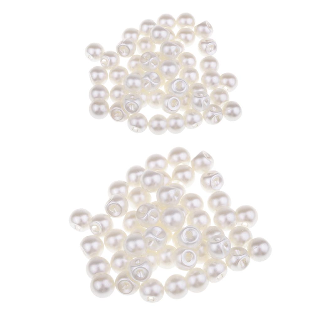 100Pcs Plastic Round Pearl Sewing Buttons Clothes Accessories 10mm 12mm