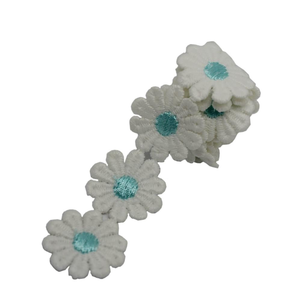 1 Yard Polyester Flower Embroidered Applique Lace Trim Sewing Craft Blue