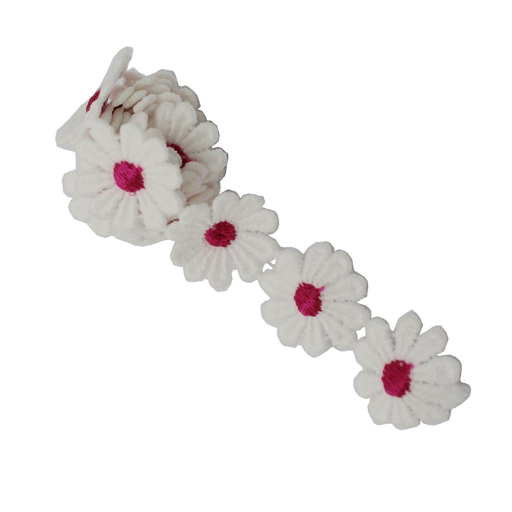 1 Yard Polyester Flower Embroidered Applique Lace Trim Sewing Craft Rose Red