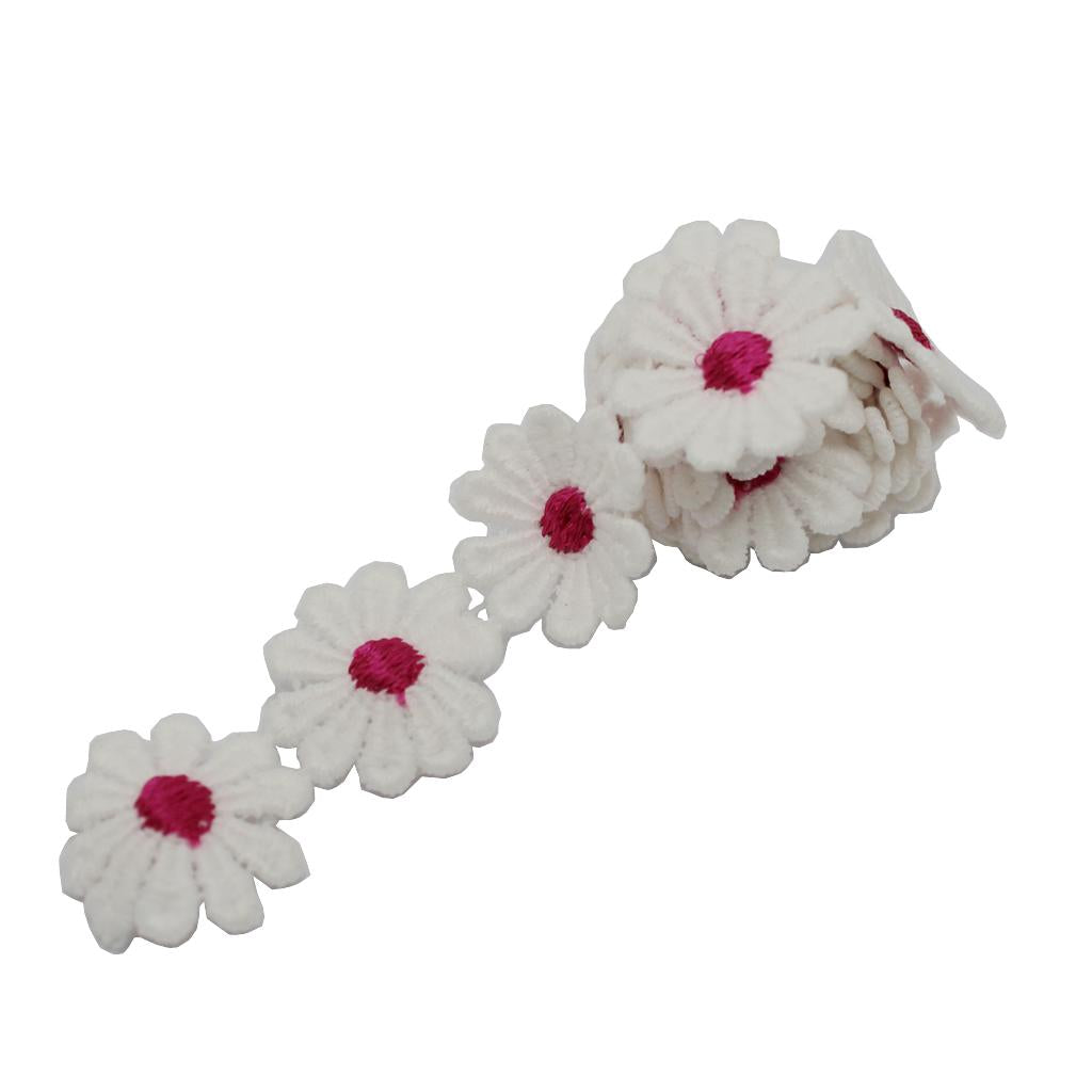 1 Yard Polyester Flower Embroidered Applique Lace Trim Sewing Craft Rose Red