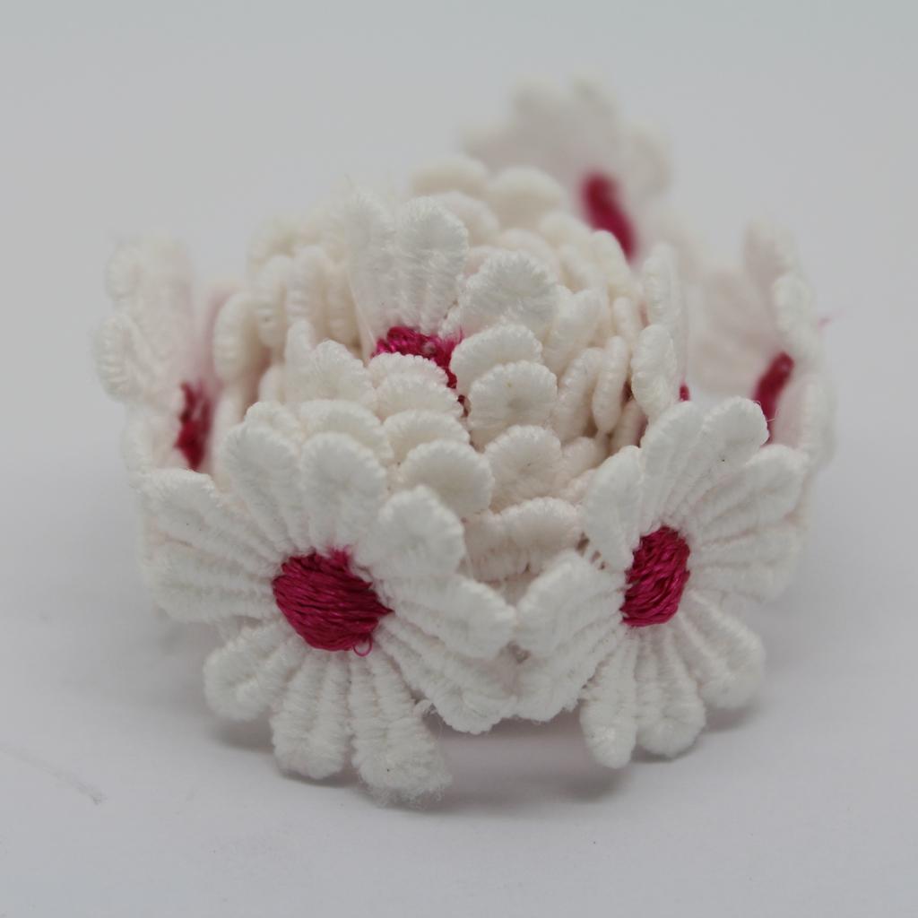 1 Yard Polyester Flower Embroidered Applique Lace Trim Sewing Craft Rose Red