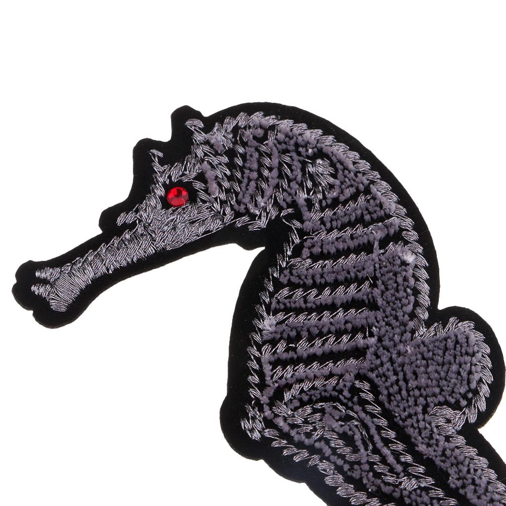 Seahorse Shape Embroidery Sequin Patch Sew on Applique for Garment Decor