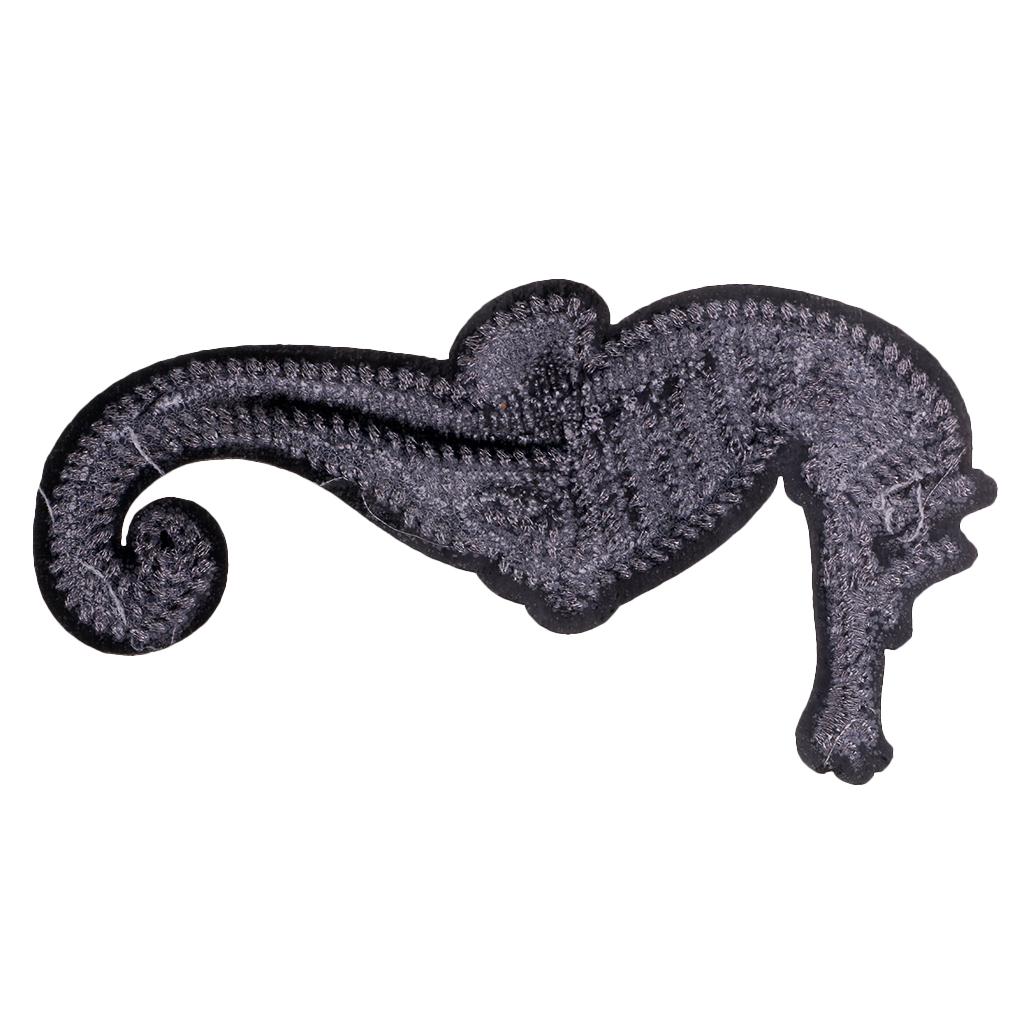 Seahorse Shape Embroidery Sequin Patch Sew on Applique for Garment Decor