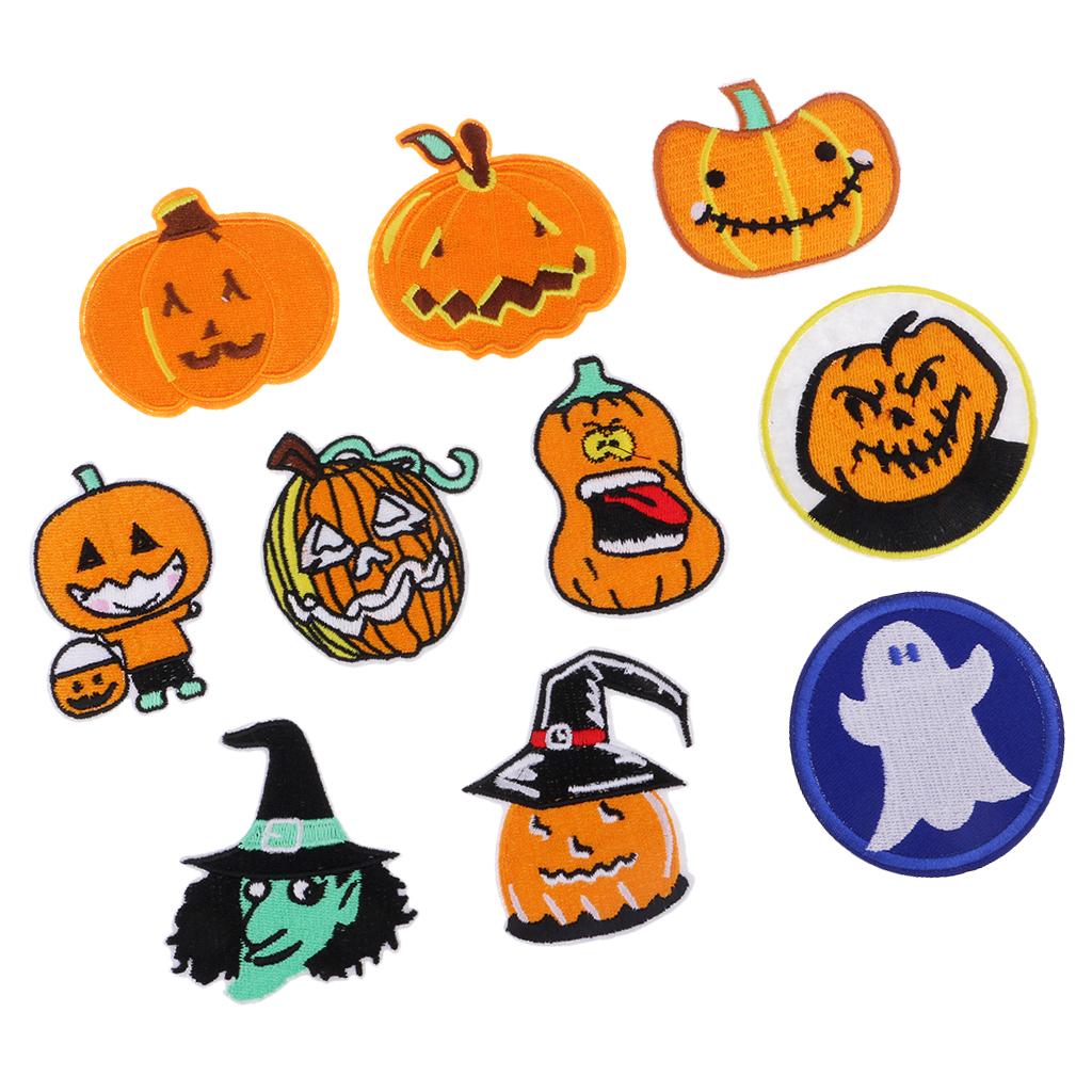 10pcs Cute Halloween Appliques Embroidery Sew Iron on Patches DIY Decor