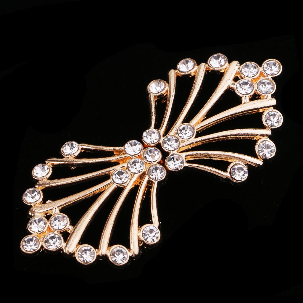 Vintage Style Rhinestone Crystal Wedding Buckle Dress Embellishments Gold