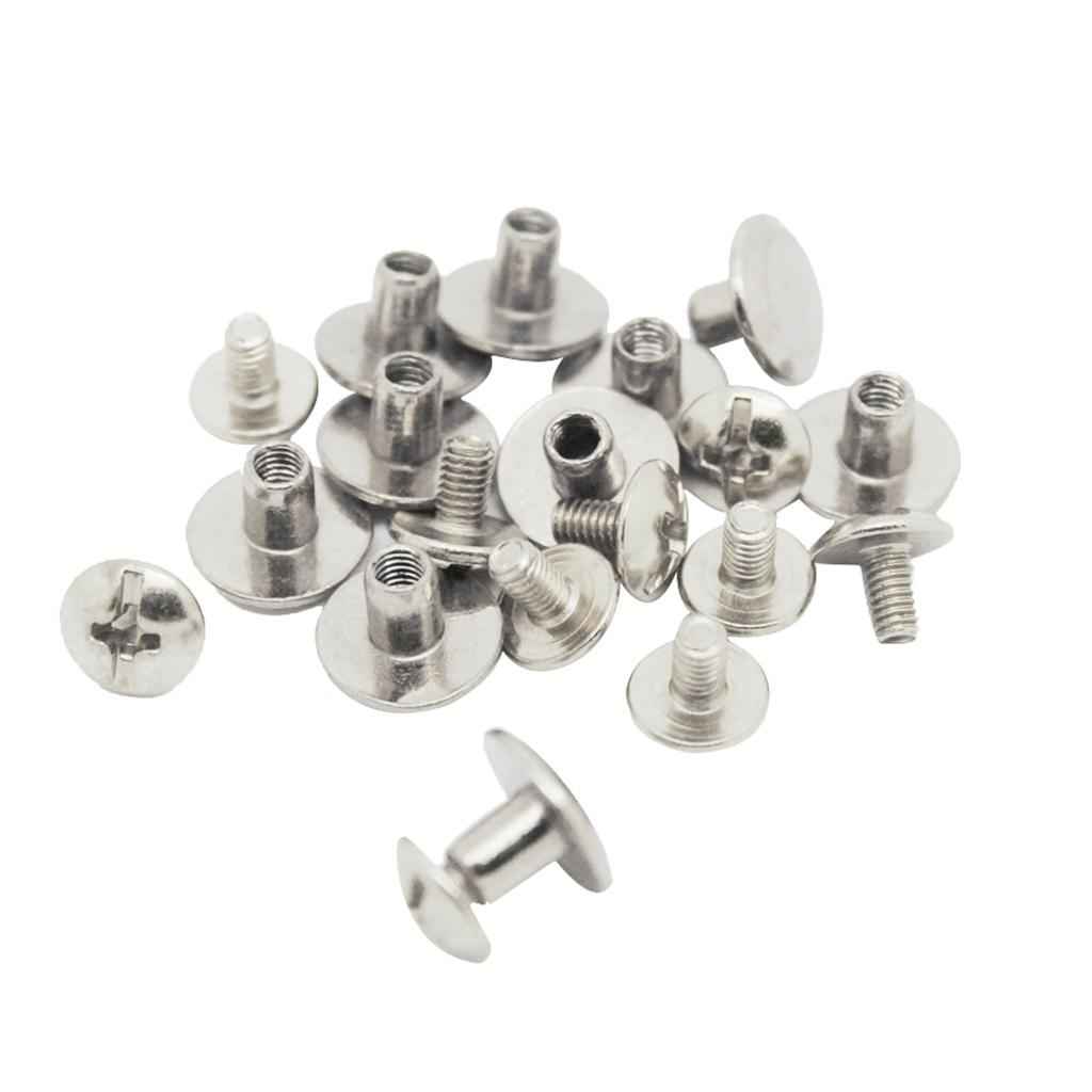 10PCs Metal Silver Chicago Button Screws Nail Rivets for Album Bookbinding Leather Craft Decor