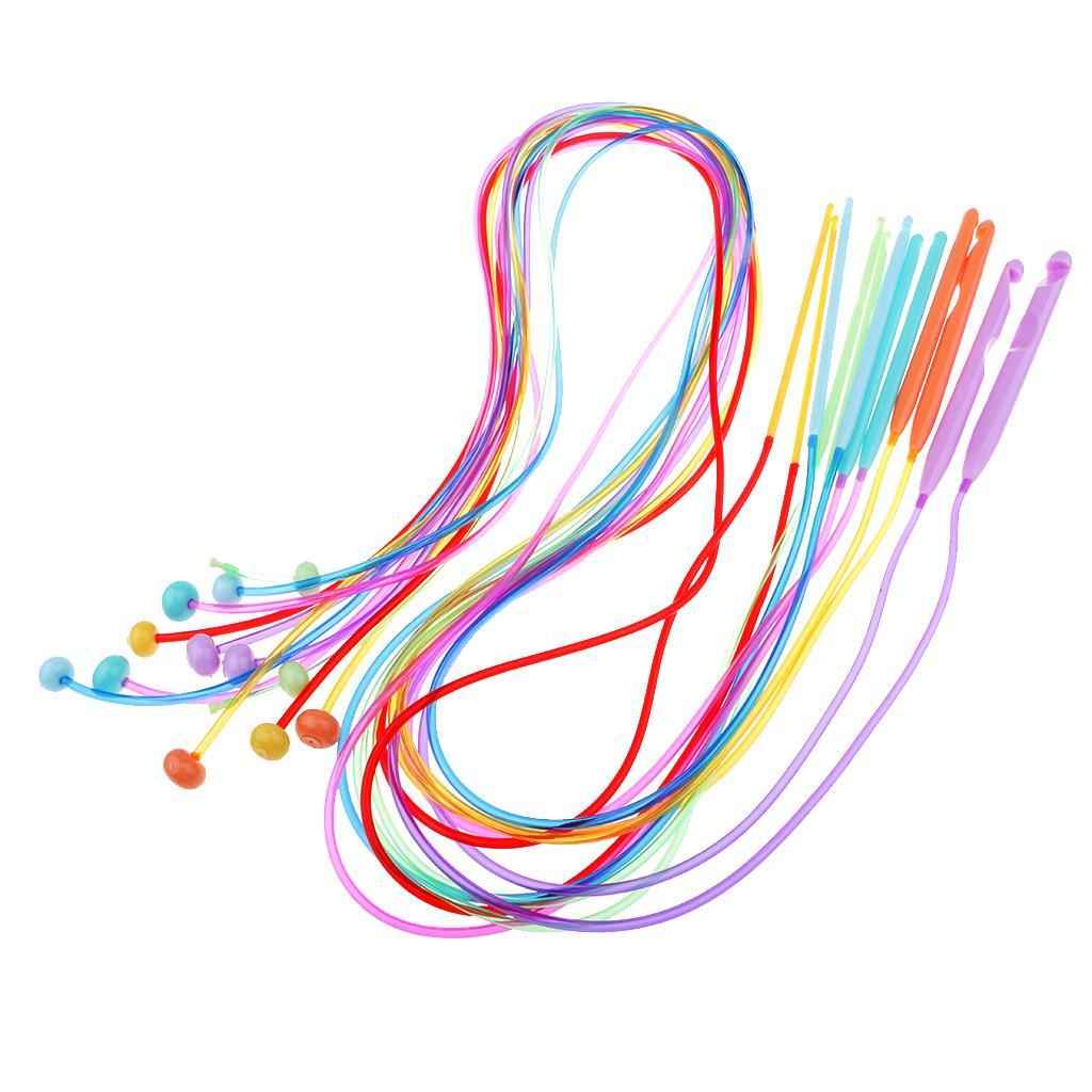 12 Pieces Plastic Flexible Afghan Tunisian Crochet Hooks Weave Needles 3.5-12mm