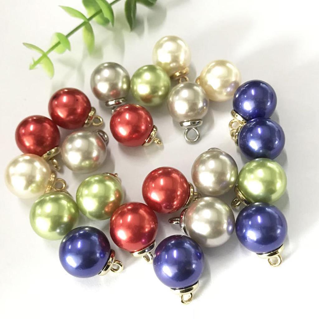5Pcs 16mm Plastic Pearl Buttons Charms for Sewing Scrapbooking Crafts Grey