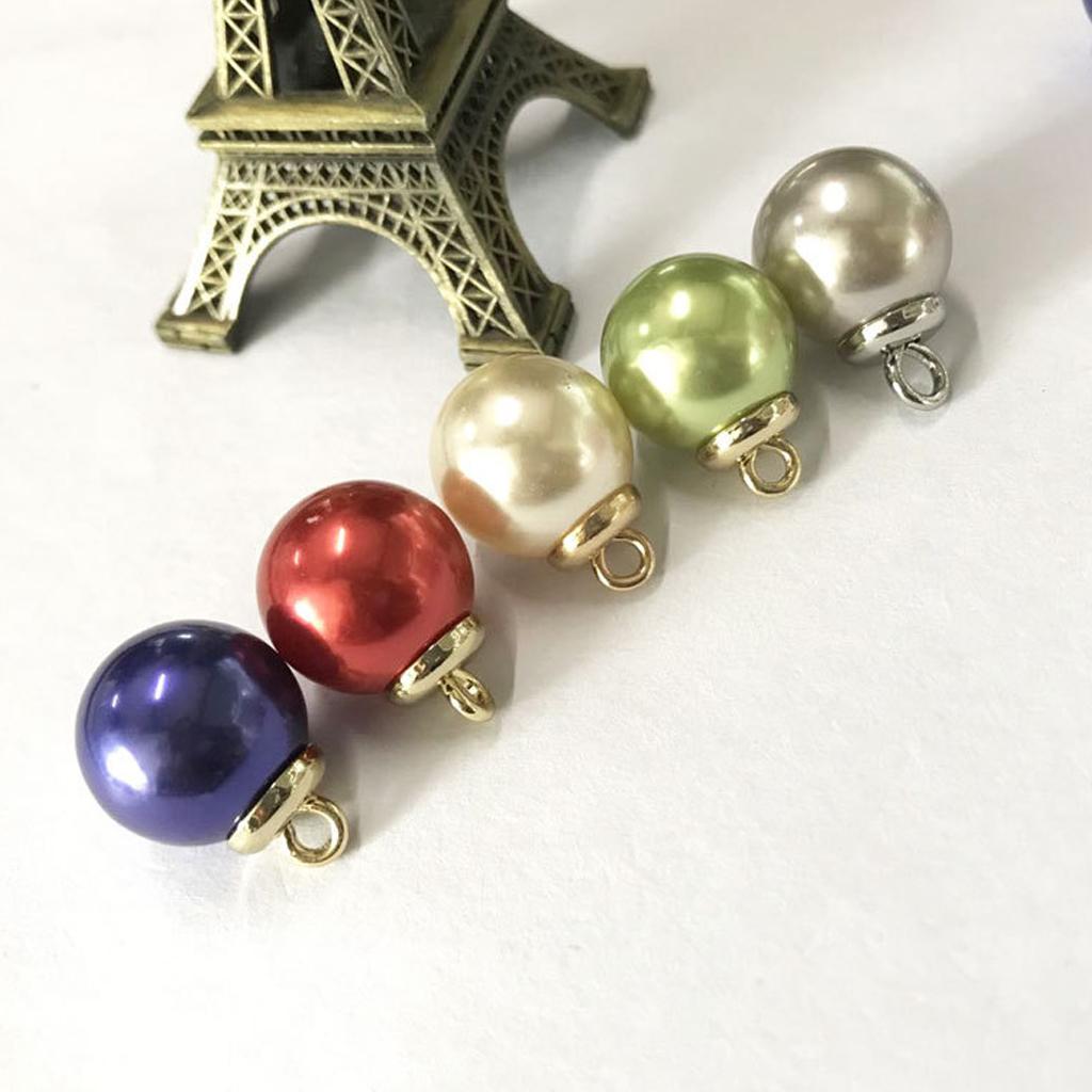 5Pcs 16mm Plastic Pearl Buttons Charms for Sewing Scrapbooking Crafts Grey