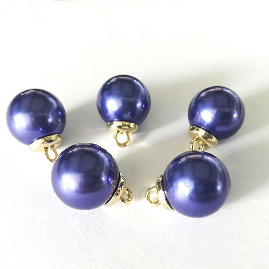 5Pcs 16mm Plastic Pearl Buttons Charms for Sewing Scrapbooking Crafts Blue