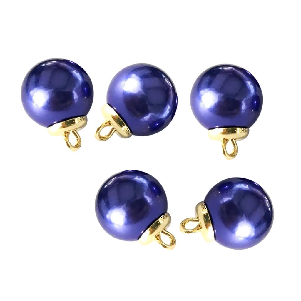 5Pcs 16mm Plastic Pearl Buttons Charms for Sewing Scrapbooking Crafts Blue