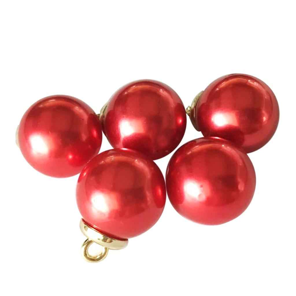 5Pcs 16mm Plastic Pearl Buttons Charms for Sewing Scrapbooking Crafts Red