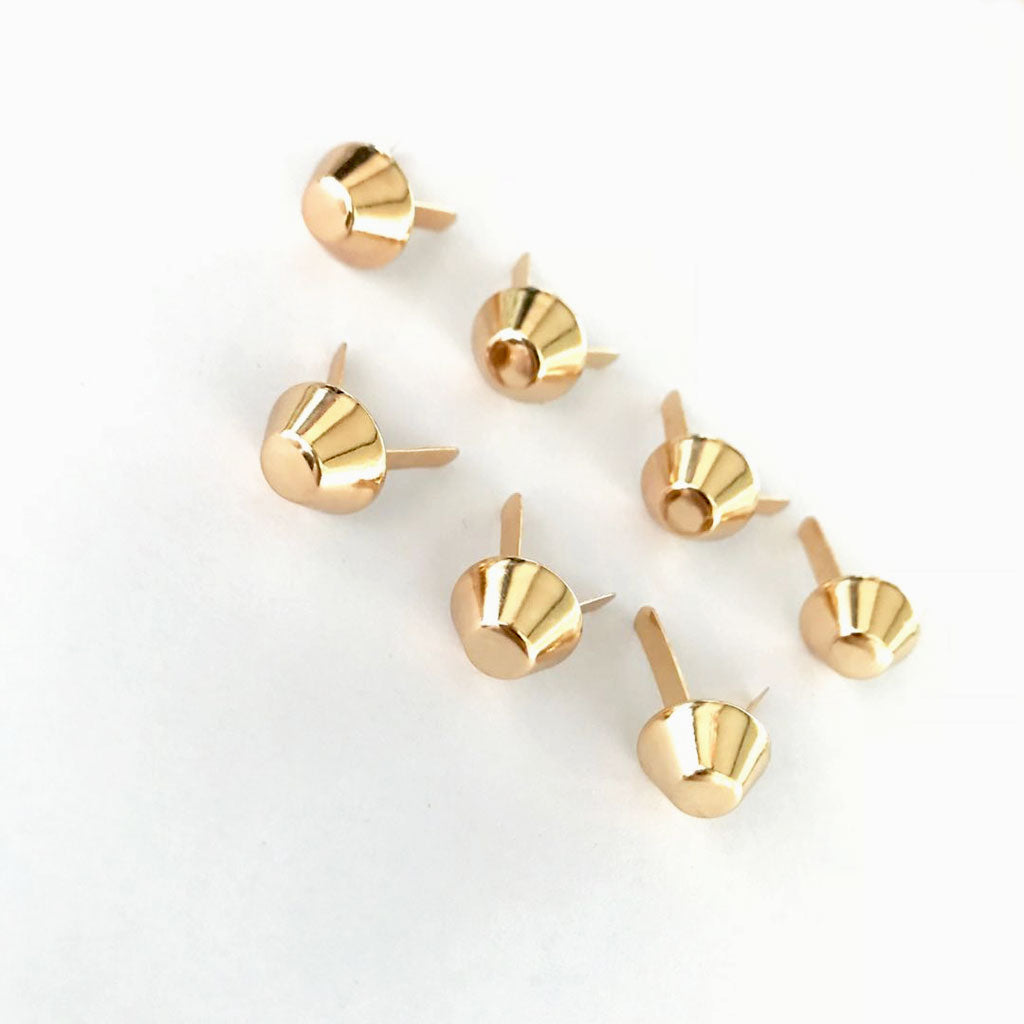 30Pcs Vintage Metal Studs Rivets Nailheads Spots 2 Prong Round Dome Gold