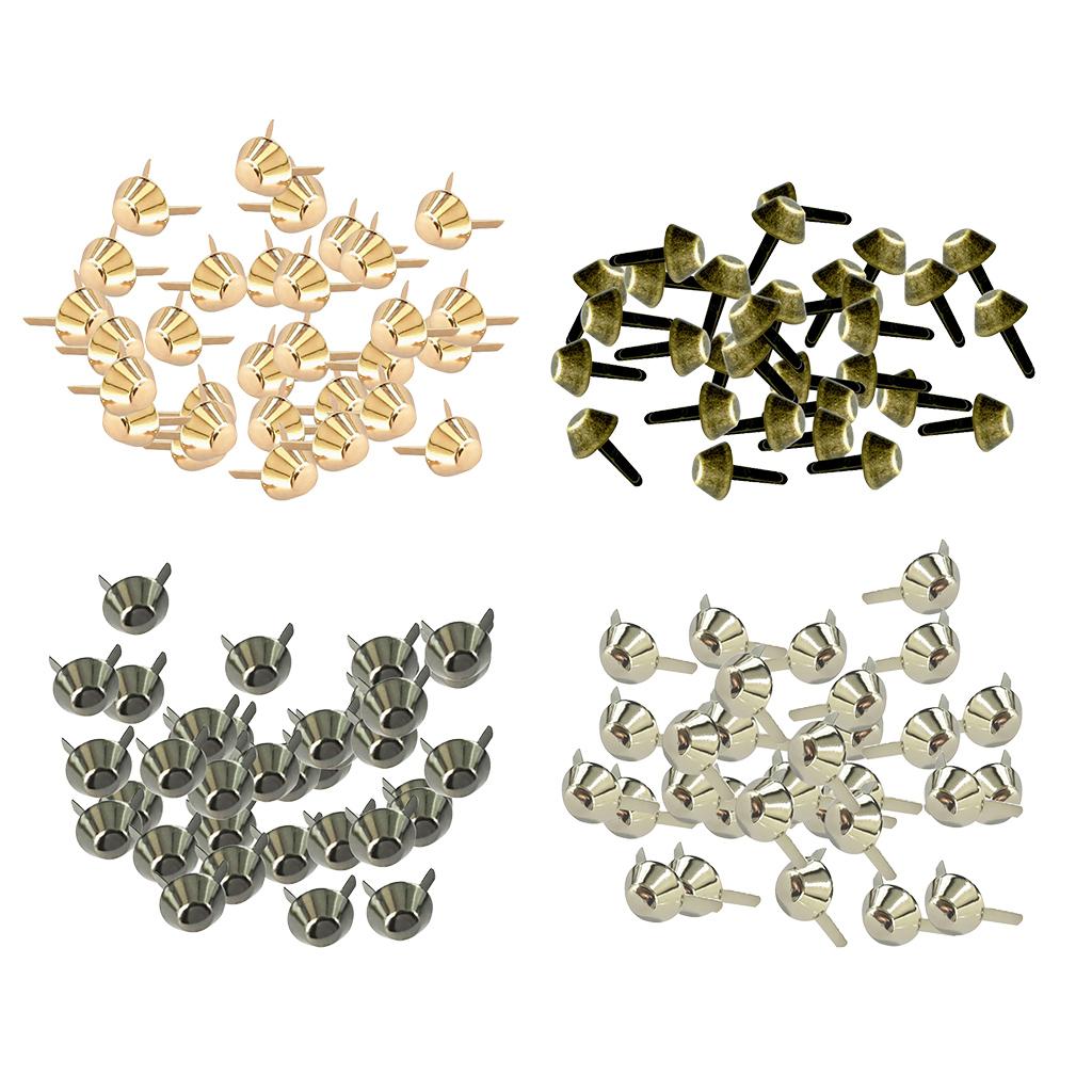 30Pcs Vintage Metal Studs Rivets Nailheads Spots 2 Prong Round Dome Gold