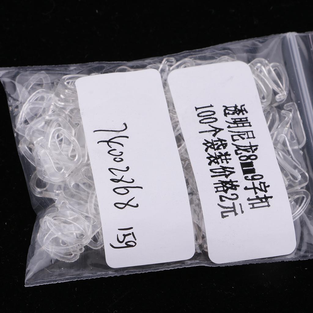 100pcs Nylon Fig 9 Lingerie Adjustment Lingerie Bra Accessories 8mm Clear