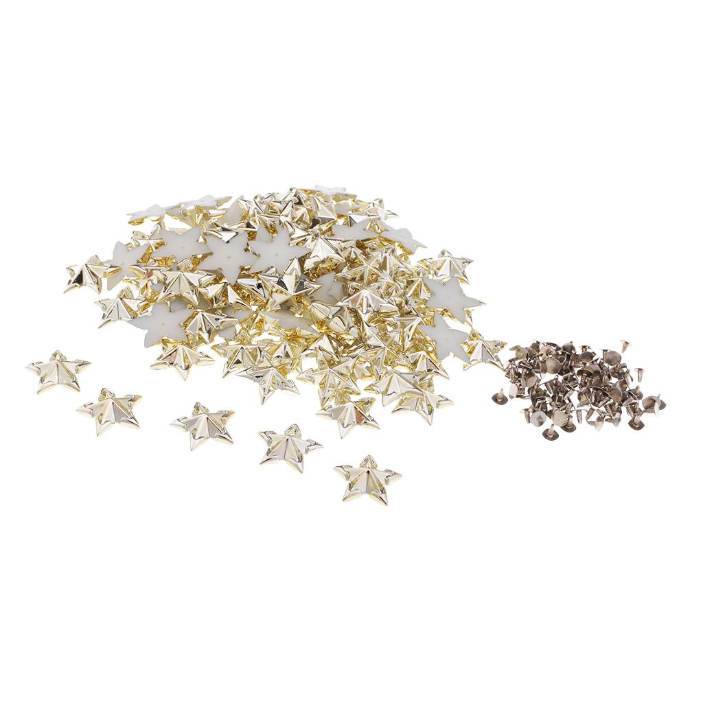 100 Sets Plastic Star Studs Rivets Snap Fasteners for Clothes Decor Gold