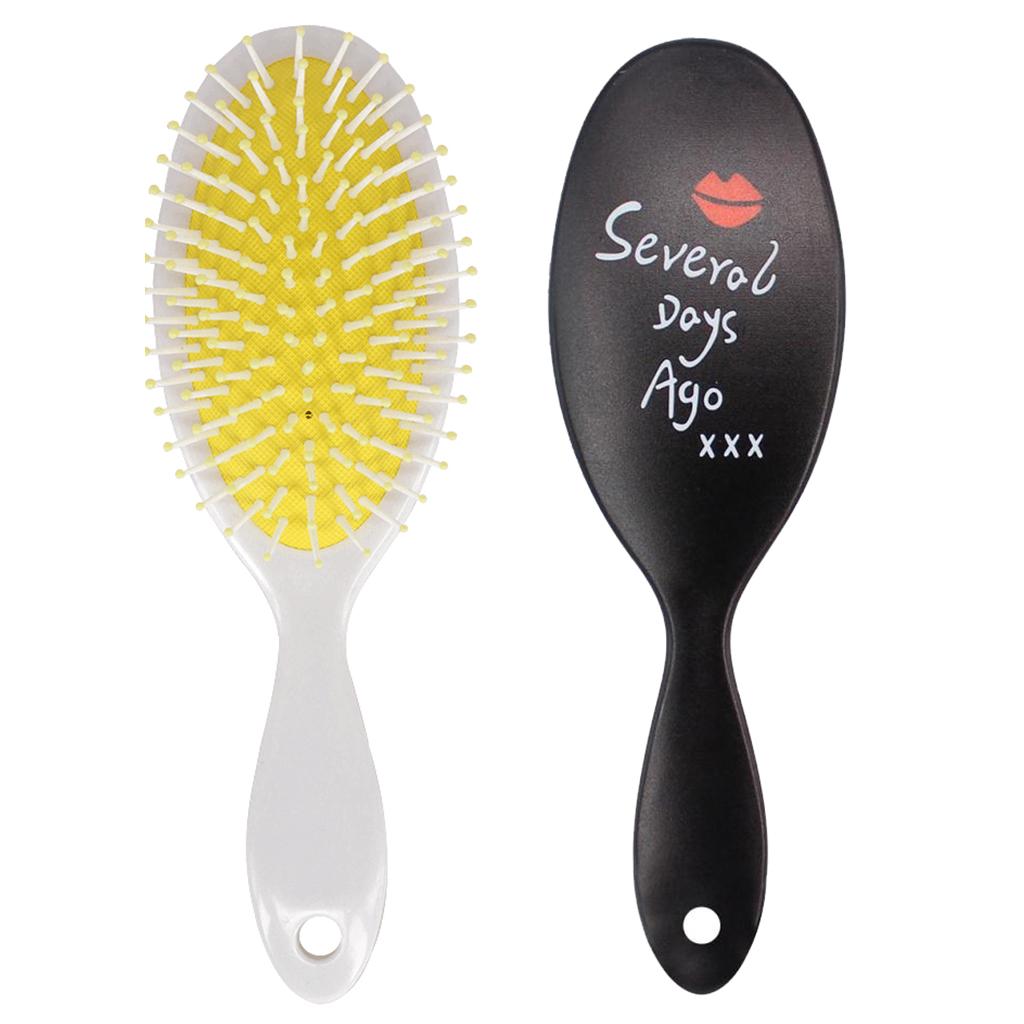 Fashion English Letter Hairbrush Round Hair Brush Straightener Comb Black